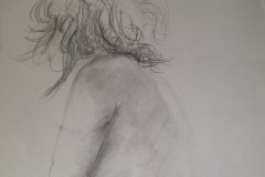 Giovane donna disegno a matita 29,5 x 42