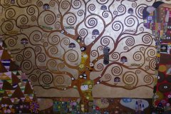 Albero della vita olio e doratura su tela 180 x 90