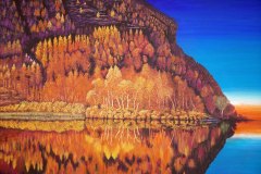 IL LAGO DORATO acrilico su tela 120 x 100