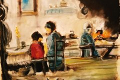 5 - SCENA DI VITA - Il fuoco univa, nella miseria. In una fredda serata invernale, la nonna raccontava le leggende di paese, tramandate di g