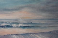 MARE D'INVERNO Olio su tela 80x40 Guardare oltre quell’immenso blu è la cosa più bella. E’ come la vita di tutti i giorni. Inaspettata come un’onda; non è facile da affrontare, ti mette alla prova, ma sai che con quel pizzico di blu ce la puoi fare.