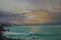ALBA INSIEME Olio su tela 50x35 - Prime luci di un mattino, presagi di una storia d’amore.