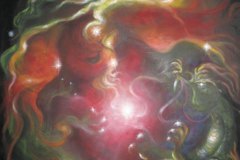Rami, Nebulosa anomala - La nascita degli opposti, acrilico su tela, 70x90, 2012