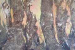 Cenere, tecnica mista: cenere d'ulivo e colori acrilici su tela, 80x100, 2019