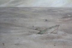 Cenere 4, tecnica mista: cenere d'ulivo e colori acrilici, 70x100, 2019