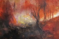 Cenere 7, cenere di ulivo e acrilico, 40x40 2020