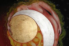 Iside, acrilico, foglia oro e argento su tela, cm 70x70