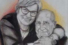 Maria Antonietta e Gigi, matite e carboncino su carta, 33x48 cm, 2022