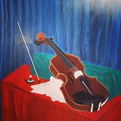 Violino, Acrilico su tela, cm 100x100